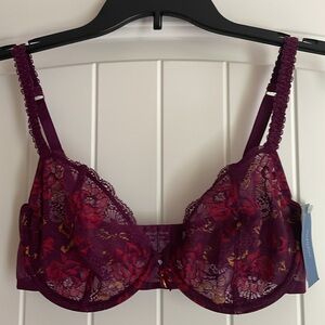 Simply Vera Vera Wang Burgundy Floral Lace Bra